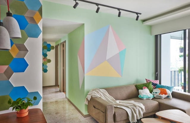 room geometric wall paint room geometric wall paint