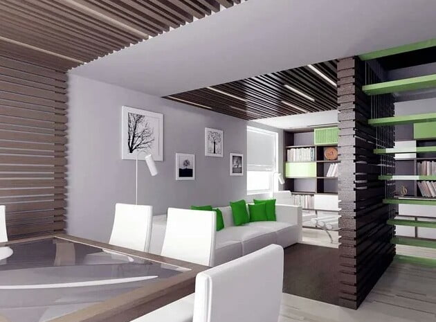 Layout in a house with zoning on the ground floor Layout in a house with zoning on the ground floor