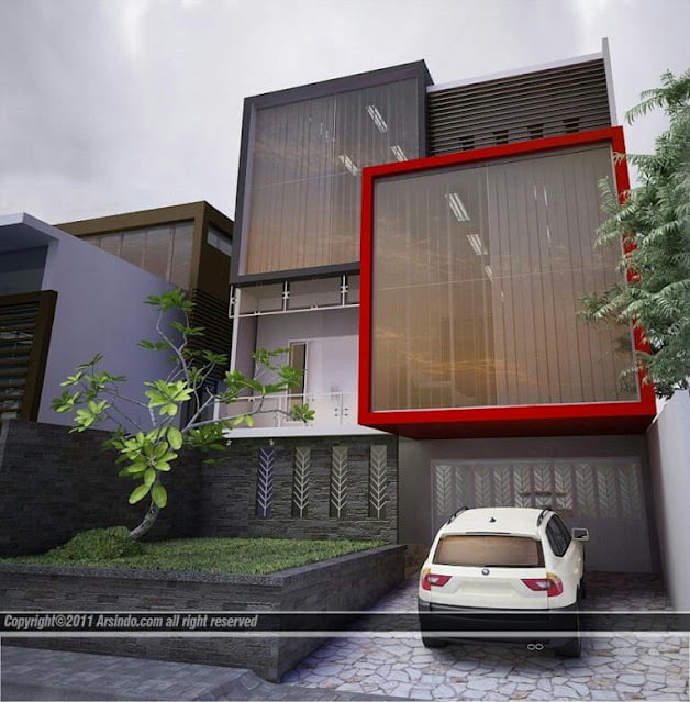 Minimalist 2-Story House with Full-Height Window Minimalist 2-Story House with Full-Height Window