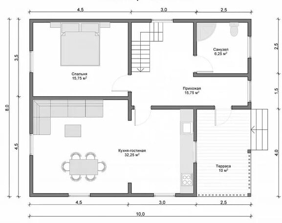 Floor plan with a house area of 80 square meters Floor plan with a house area of 80 square meters