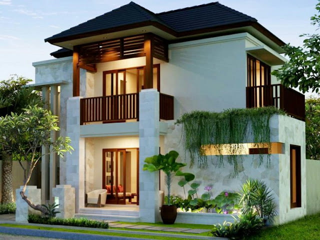 2-storey house design with a minimalist garden 2-storey house design with a minimalist garden