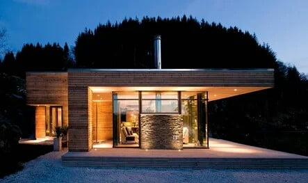 Spacious rectangular house with large double-glazed windows
