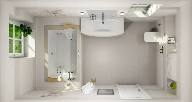 Layout of a bathroom in a residential building with an area of 80 Layout of a bathroom in a residential building with an area of 80