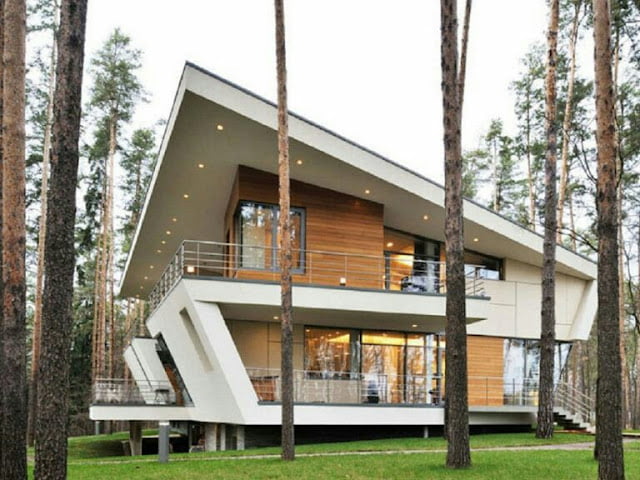 Minimalist 2-storey house in the form of a flat top cube Minimalist 2-storey house in the form of a flat top cube