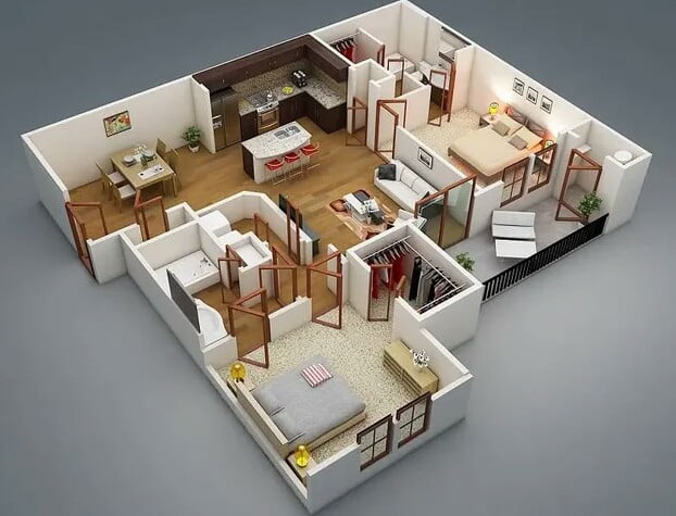 Layout of a country house with all the amenities Layout of a country house with all the amenities