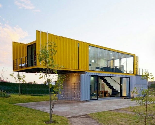 Minimalist 2-storey house from used containers Minimalist 2-storey house from used containers
