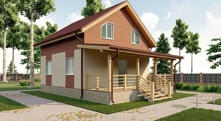 A beautiful compact house made of SIP panels with one floor and an attic