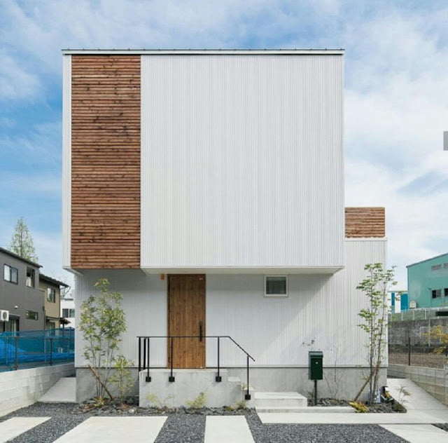 House Facade with Wooden Accents House Facade with Wooden Accents