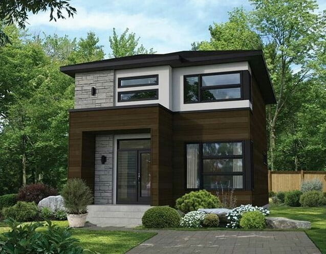 Simple House with Wood and Marble Simple House with Wood and Marble