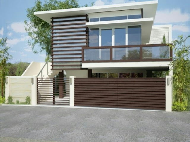 2-storey house with minimalist wooden fence 2-storey house with minimalist wooden fence