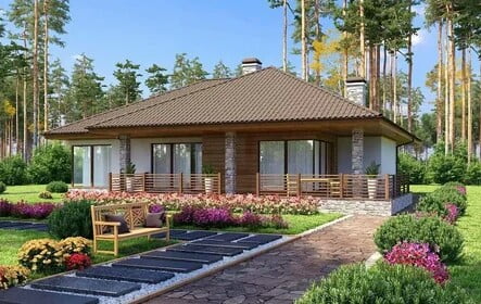 Modern one-story houses Modern one-story houses