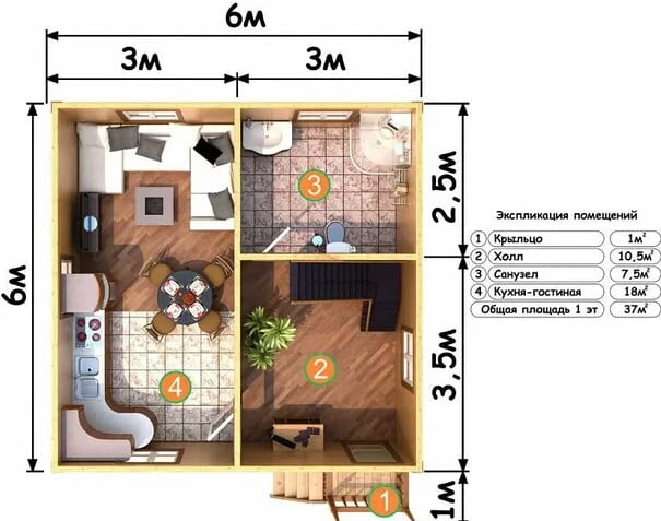 House project from a bar of 12 square meters House project from a bar of 12 square meters