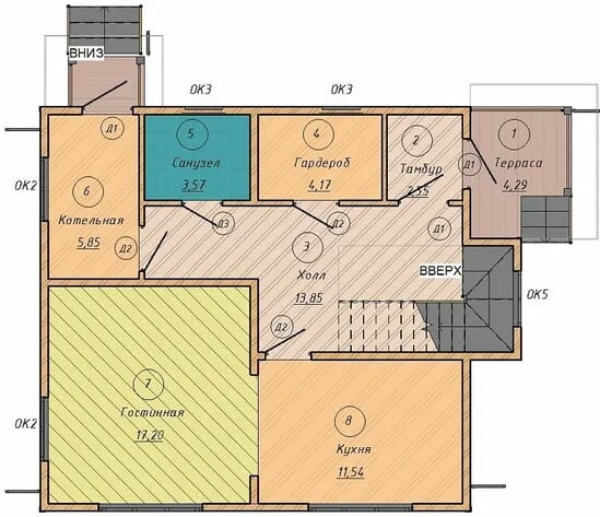 Rooms in a house with an area of 80 Rooms in a house with an area of 80