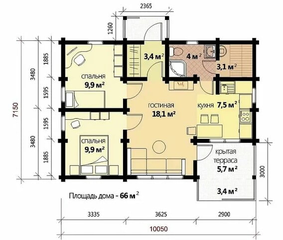 The area of the house is determined depending on the number of family members The area of the house is determined depending on the number of family members