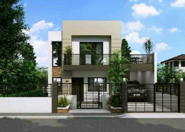 2-storey house design with an open balcony 2-storey house design with an open balcony