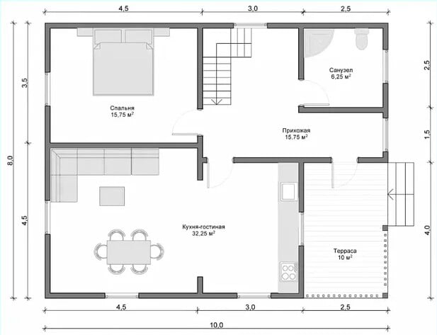 Convenient plan of a residential country house Convenient plan of a residential country house