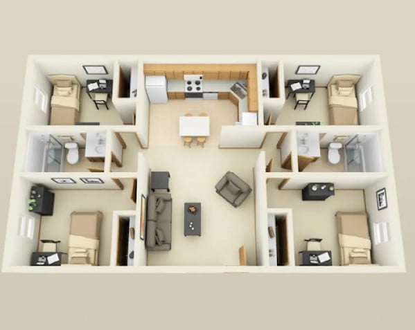 4 Room House Design in Village Simple 4 Room House Design in Village Simple