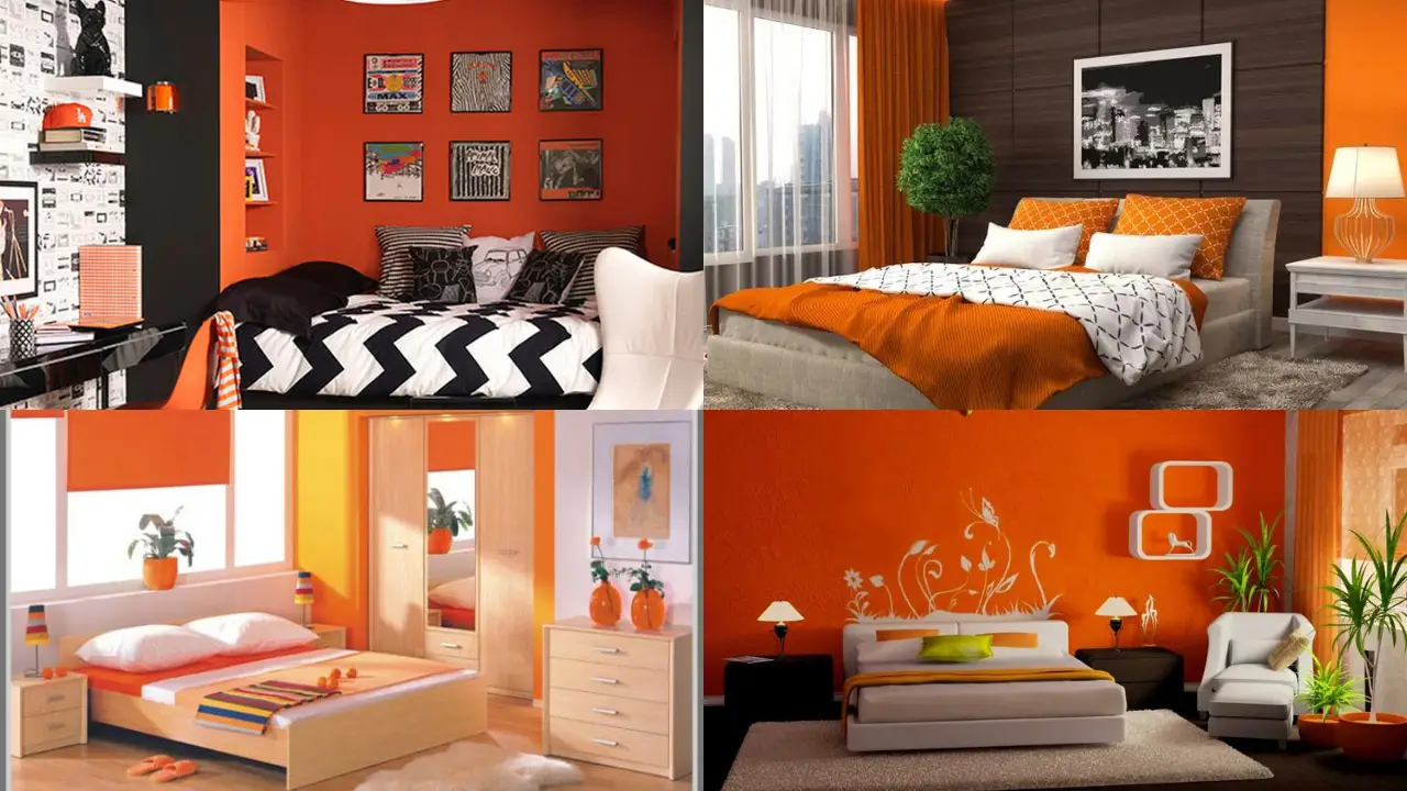 orange two colour combination for bedroom walls