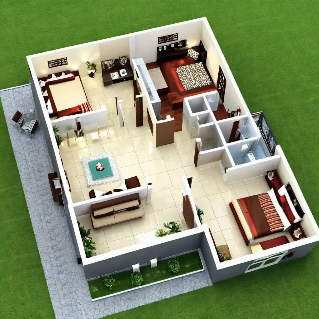 modern 6X9 2 bedroom house design ideas