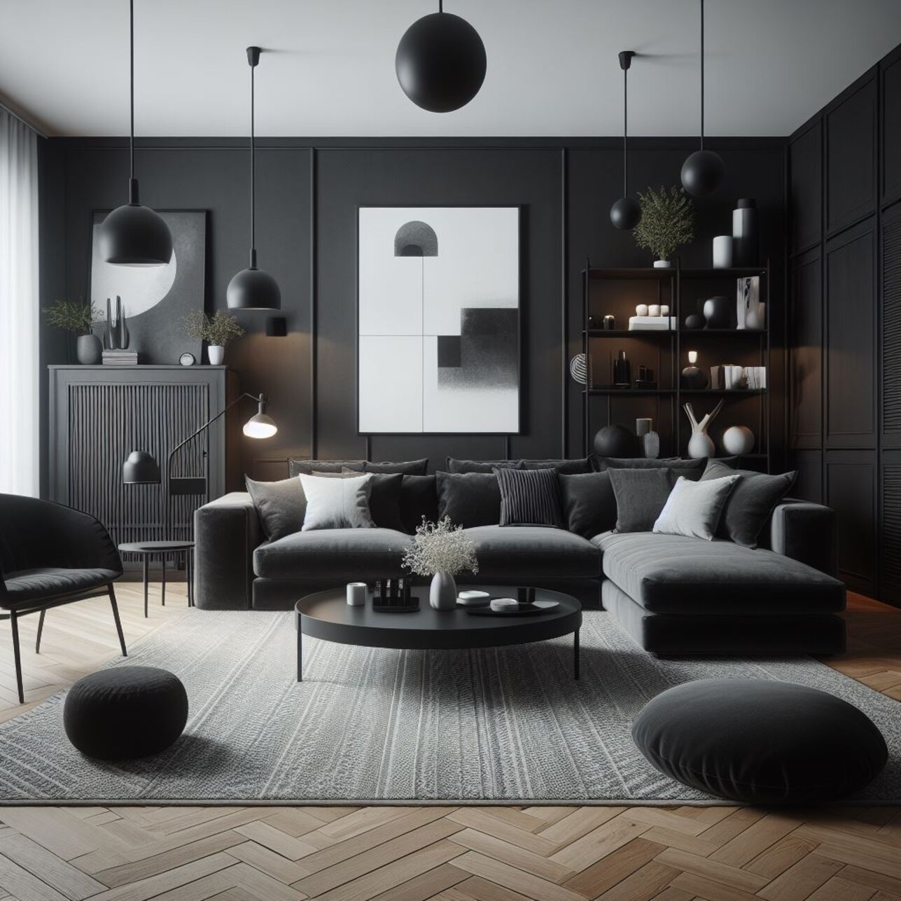 modern simple black living room ideas