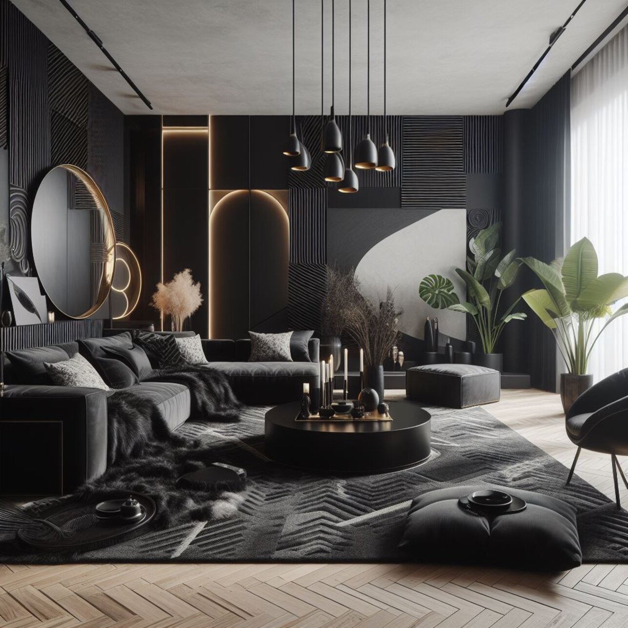 modern simple black living room ideas