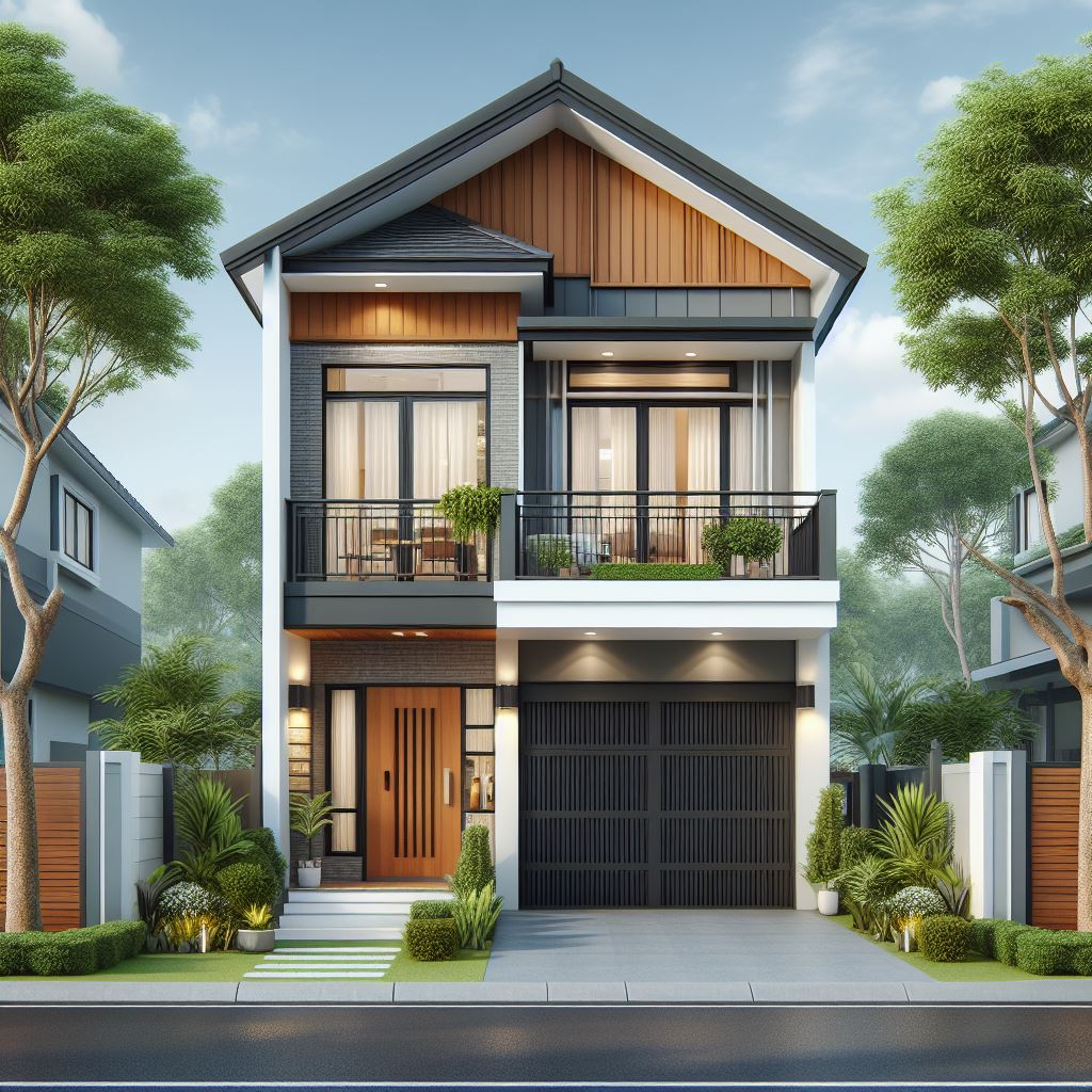 double story modern small house design with garage