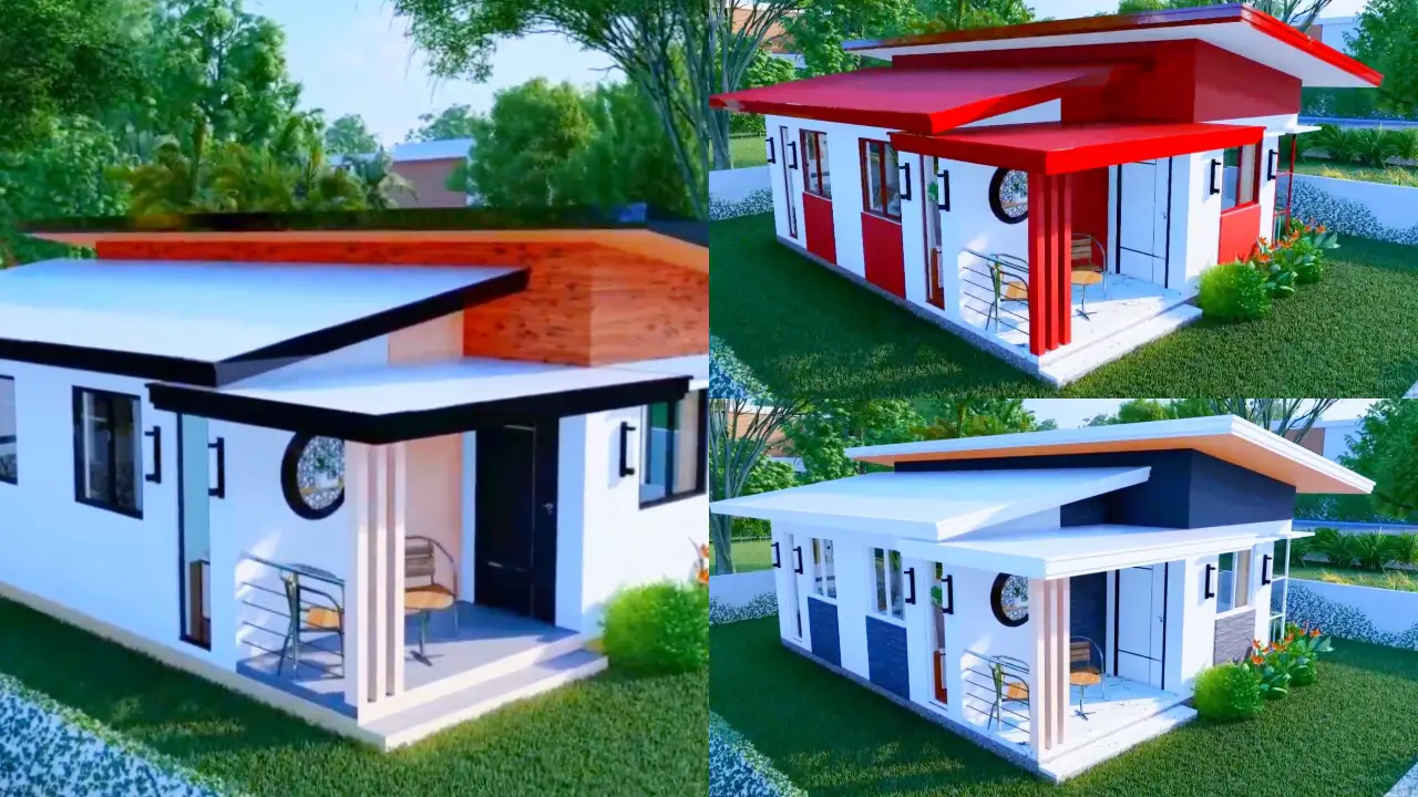 modern single floor house front design with floor plan (48 sqm)